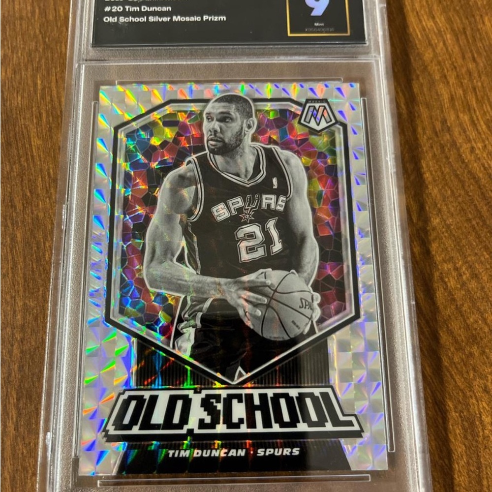 Old School Tim Duncan Silver Mosaic Prizm Card